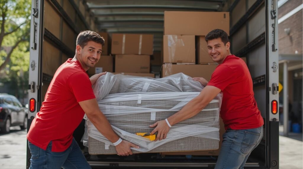 Equipe realizando mudança interestadual com organização