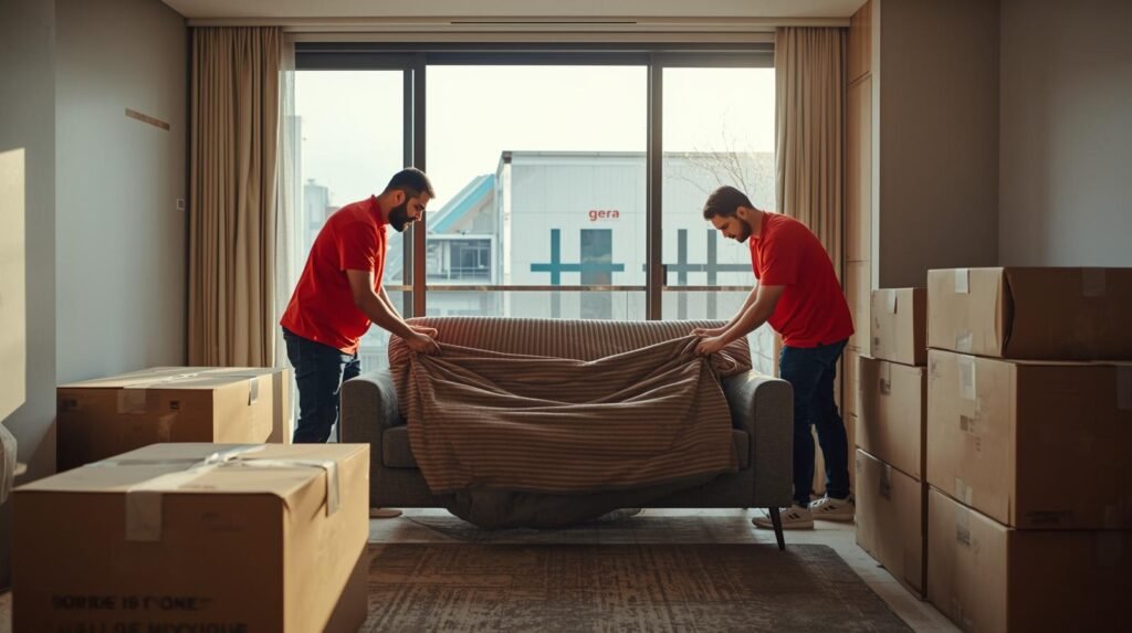 Equipe profissional de mudanças no Rio de Janeiro realizando serviço embala tudo