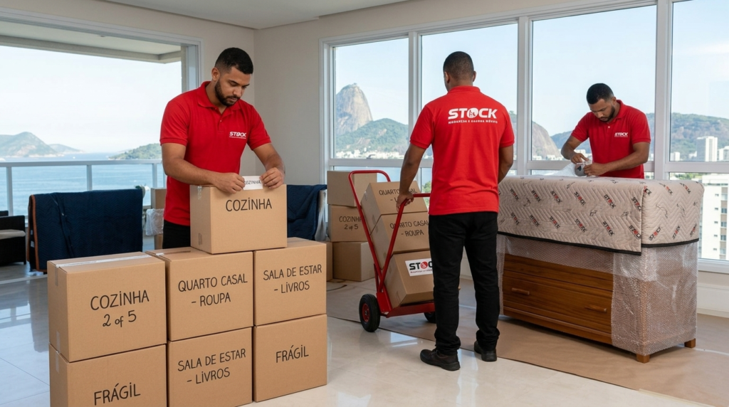 embalagem organização mudança Rio de Janeiro caixas identificadas