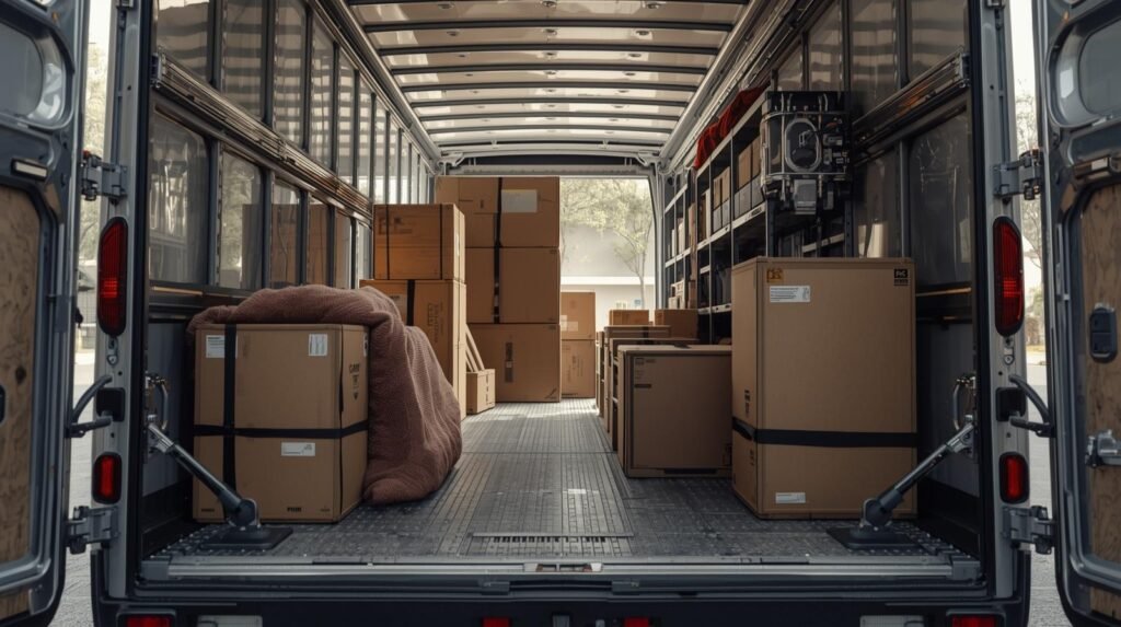 Organização interna de caminhão para mudança intermunicipal do Rio de Janeiro para Região Serrana