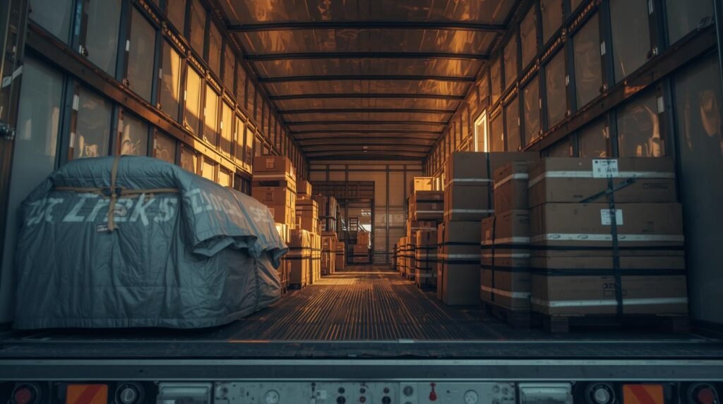 Organização interna de caminhão para mudança interestadual