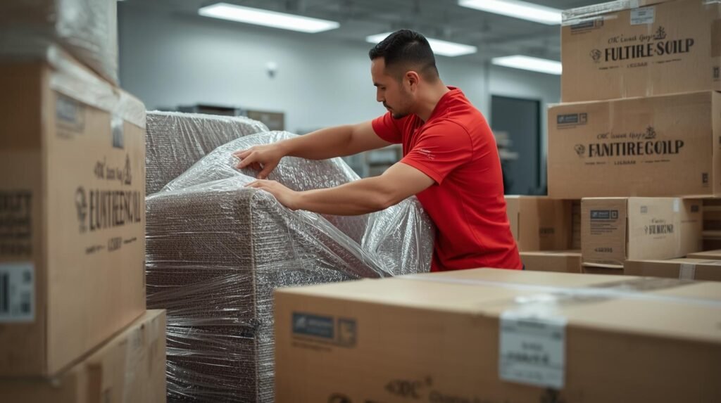 Embalagem profissional protegendo móveis durante mudança no Rio de Janeiro