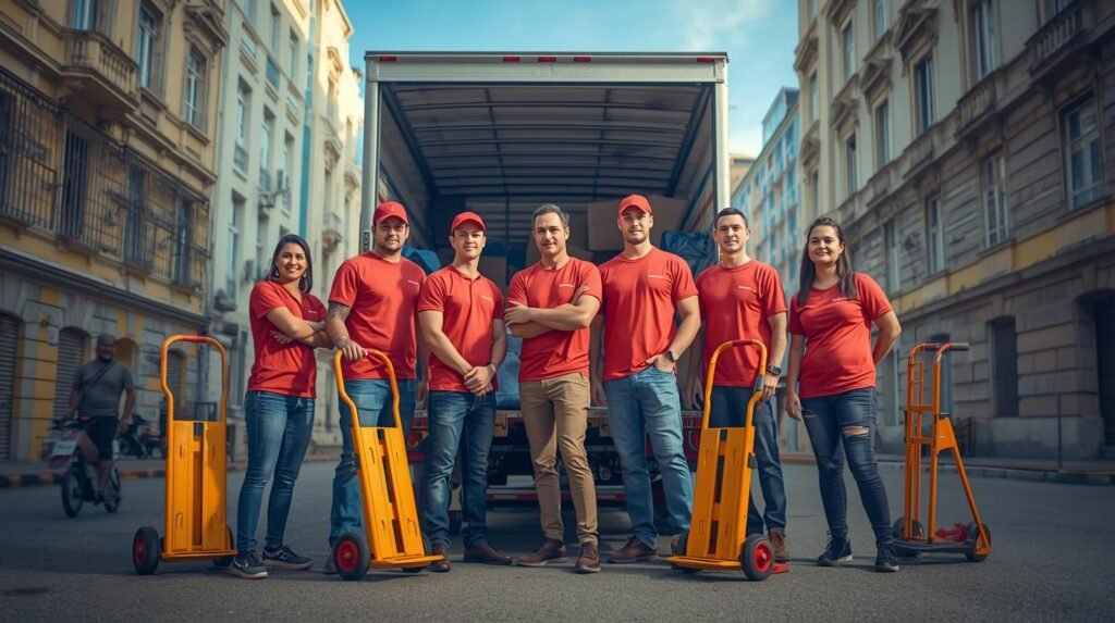 Equipe profissional de empresa de mudança no Rio de Janeiro uniformizada