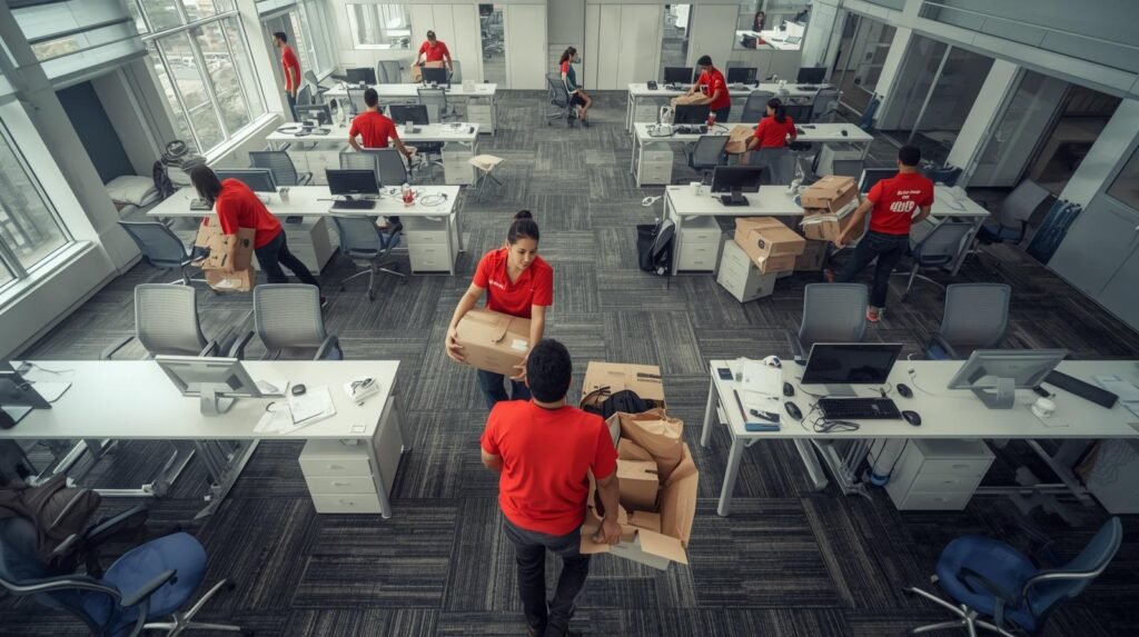 Mudança comercial no Rio de Janeiro com transporte de equipamentos