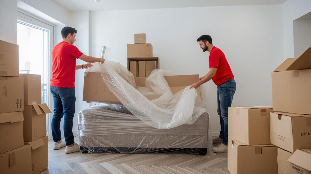 equipe de mudança embalando móveis no RJ
