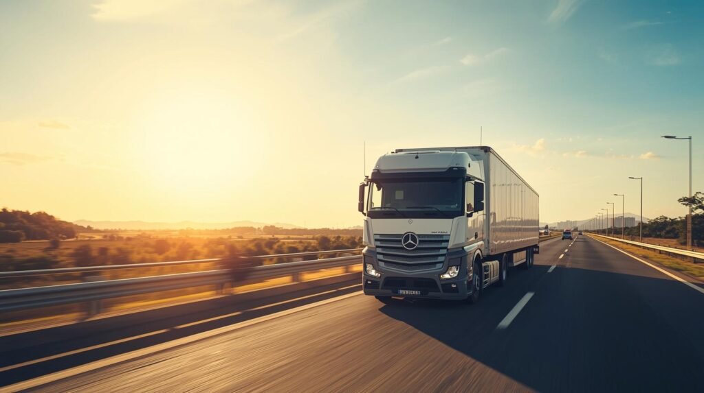 caminhão de mudança branco transportando carga entre RJ e SP