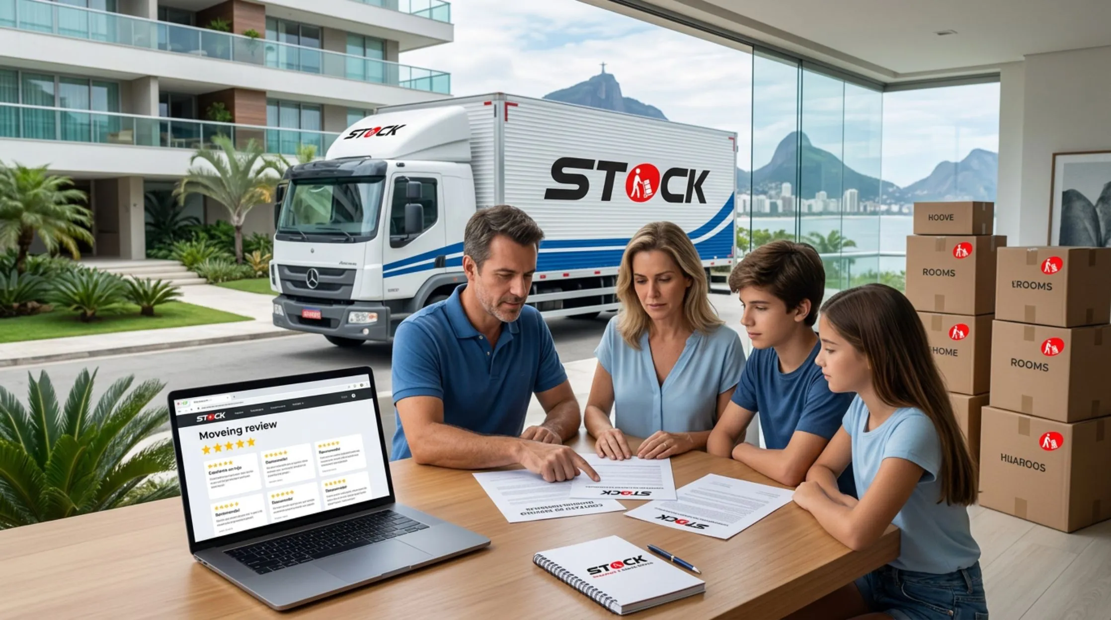 Cliente comparando empresas de mudanças antes de contratar um serviço no Rio de Janeiro.
