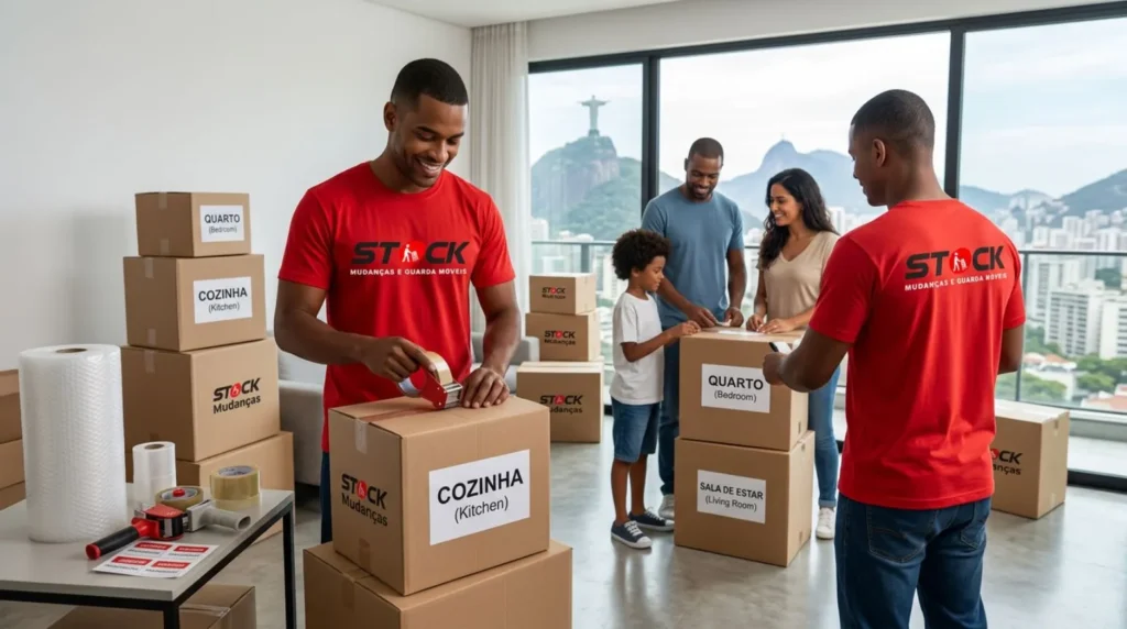 Como organizar uma mudança residencial pequena no Rio de Janeiro 9 Família organizando uma pequena mudança residencial no Rio de Janeiro com apoio da Stock Mudanças RJ.
