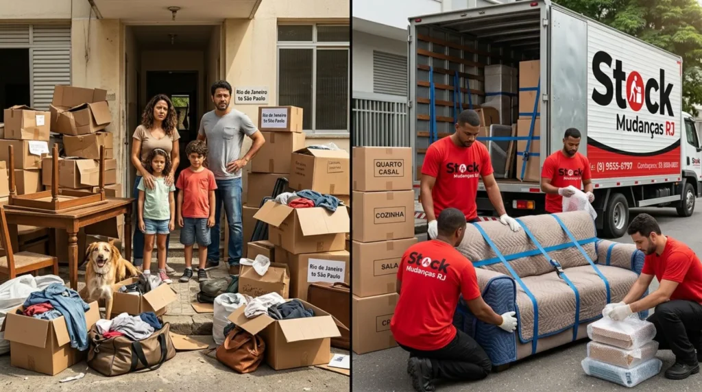 Erros comuns ao fazer uma mudança do Rio de Janeiro para São Paulo 5 Comparação entre uma mudança desorganizada e uma mudança profissional realizada pela Stock Mudanças RJ.